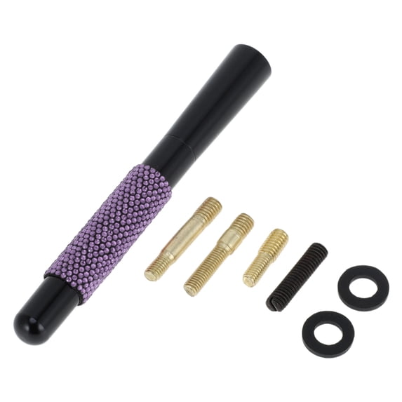 Unique Bargains 1 Set Universal Car Signal Antenna 4.72" Bling Rhinestone Polished Finish Antenna for Decoration Aluminum Alloy Material Purple 4.72"