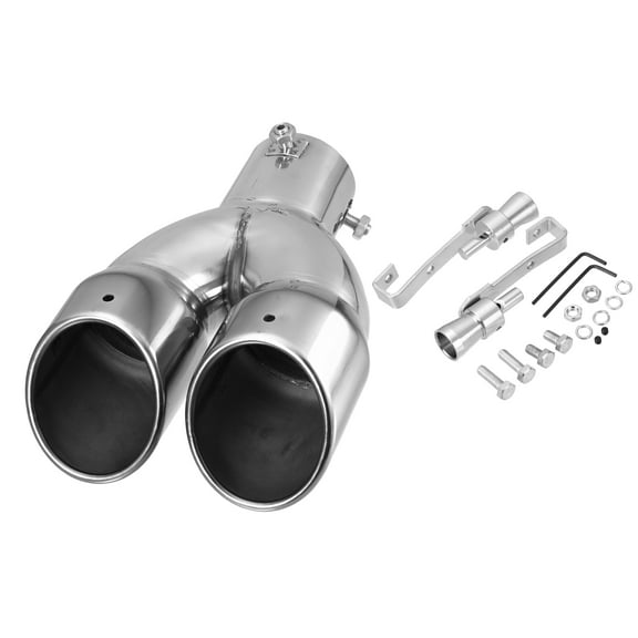 Unique Bargains 1 Set Universal Car Straight Exhaust Tip Muffler Tailpipe 2.5 Inch Inlet 3.14 Inch Outlet Silver Tone