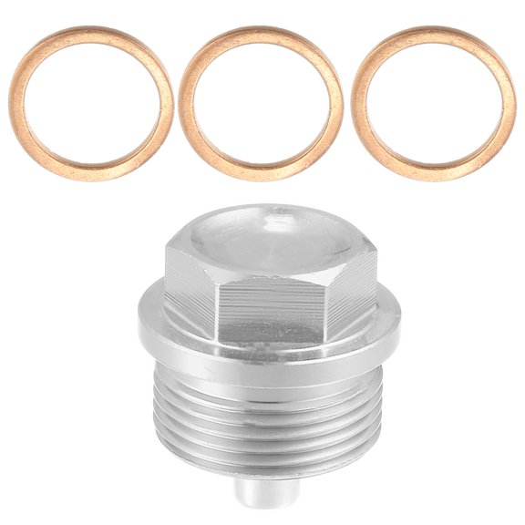 Unique Bargains 1 Set Universal M24x1.5 Car Magnetic Oil Drain Plug Bolt with 3 Gasket Aluminum Alloy Silver Tone