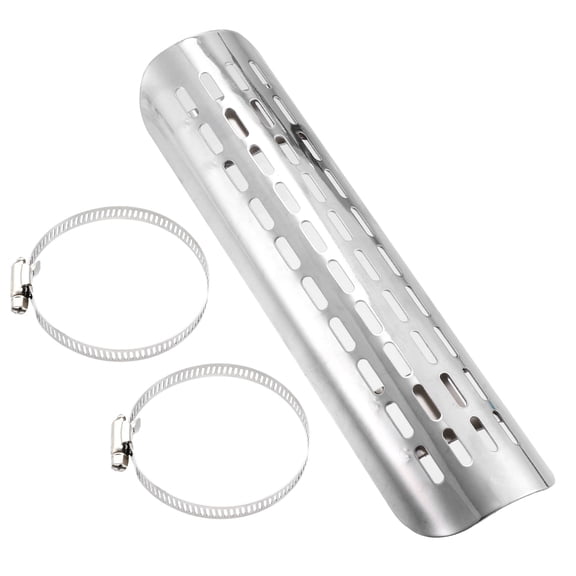 Unique Bargains 1 Set Universal Motorcycle Exhaust Heat Shield Muffler Cover with 20-70mm Clamp Silver Tone