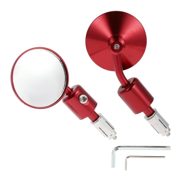 Unique Bargains 1 Set Universal Motorcycle Rear View Mirrors Adjustable Bar End Side Mirrors Mount M6 Red Aluminum Alloy Round Shape
