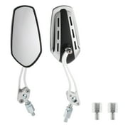 Unique Bargains 1 Set Universal Motorcycle Rear View Mirrors Adjustable Bar End Side Mirrors Mount M8/M10 Chrome Silver Tone Aluminum Alloy Plastic Prismatic Shape