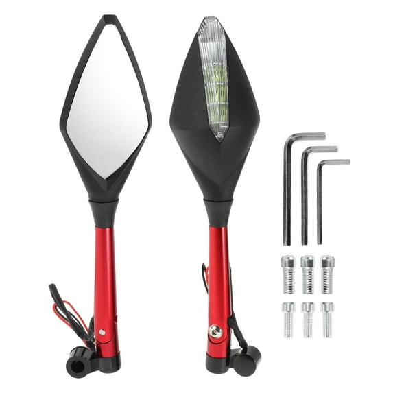 Unique Bargains 1 Set Universal Motorcycle Rear View Mirrors Adjustable Bar End Side Mirrors Mount M8/M10 Red Aluminum Alloy Prismatic Shape