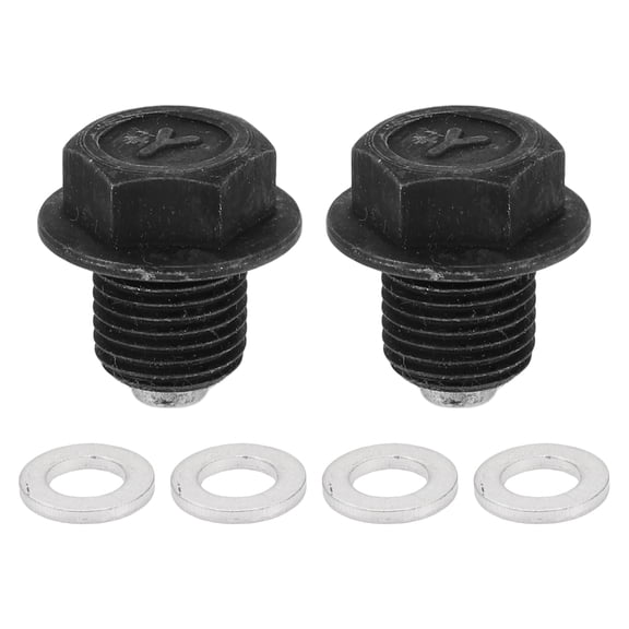 Unique Bargains 1 Set Universal Oil Drain Plug Anti Leakage 0.71" Height Oil Pan Drain Bolt Screw Thread Repair with Gasket Magnetic Black Steel Aluminum M10x1