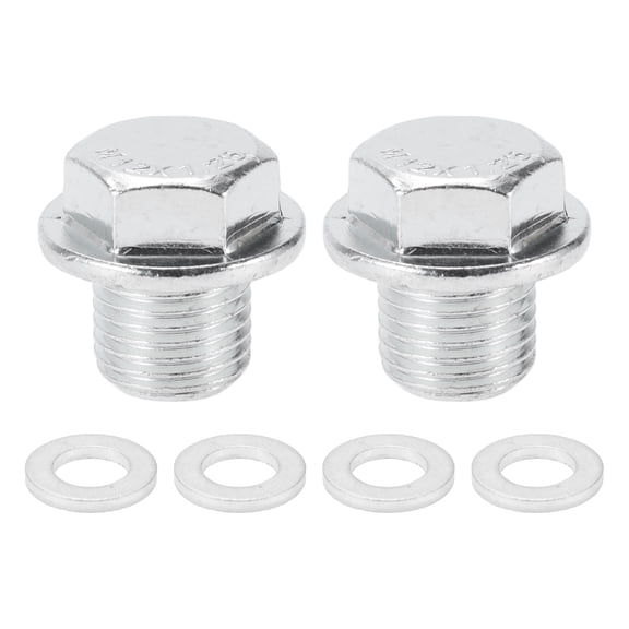 Unique Bargains 1 Set Universal Oil Drain Plug Anti Leakage 0.73" Height Oil Pan Drain Bolt Screw Thread Repair with Gasket Silver Tone Steel Aluminum M12x1.25
