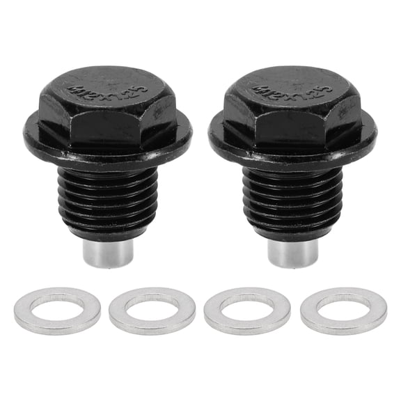 Unique Bargains 1 Set Universal Oil Drain Plug Anti Leakage 0.87" Height Oil Pan Drain Bolt Screw Thread Repair with Gasket Magnetic Black Steel Aluminum M12x1.25