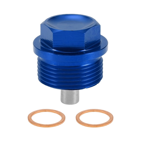 Unique Bargains 1 Set Universal Oil Drain Plug Anti Leakage Oil Pan Drain Bolt Screw Thread Repair with Gasket Magnetic Blue Aluminum Alloy Copper M24x1.5