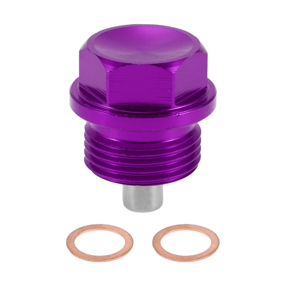 Unique Bargains 1 Set Universal Oil Drain Plug Anti Leakage Oil Pan Drain Bolt Screw Thread Repair with Gasket Magnetic Purple Aluminum Alloy Copper M20x1.5