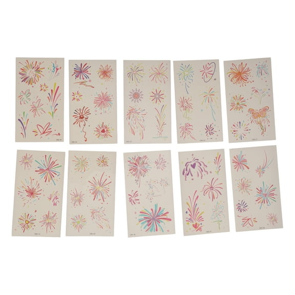 Unique Bargains 1 Set Water-Resistant Fake Tattoos Fireworks Temporary Tatto for Adult Assorted Color