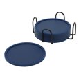 thumbnail image 1 of Unique Bargains 1 Set Water-repellent Heat-insulating Drink Coaster Navy Blue Silicone, 1 of 5
