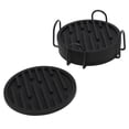 thumbnail image 1 of Unique Bargains 1 Set Water-repellent Stripes Drink Coaster Black Silicone, 1 of 5