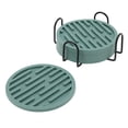 thumbnail image 1 of Unique Bargains 1 Set Water-repellent Stripes Drink Coaster Green Silicone, 1 of 5