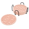 thumbnail image 1 of Unique Bargains 1 Set Water-repellent Stripes Drink Coaster Pink Silicone, 1 of 5