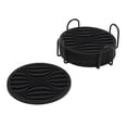 thumbnail image 1 of Unique Bargains 1 Set Water-repellent Wave Drink Coaster Black Silicone, 1 of 5