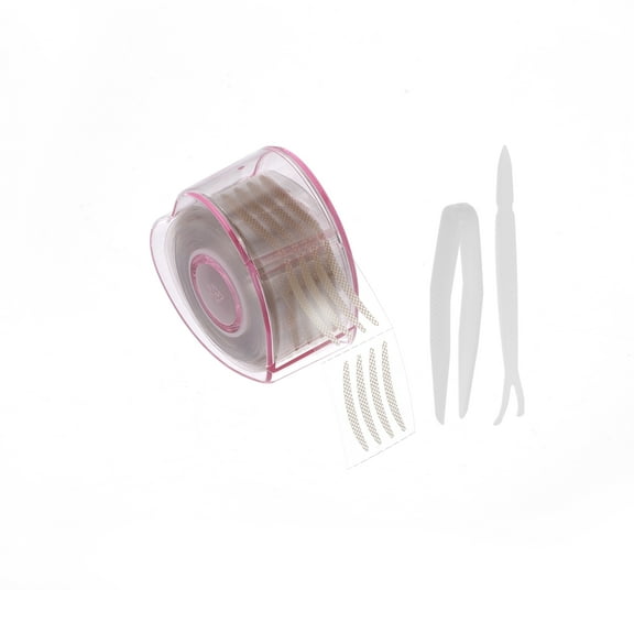 Unique Bargains 1 Set Waterproof Mesh Double Eyelid Tape for Dating Shopping Large Skin Color Synthetic Fiber Small