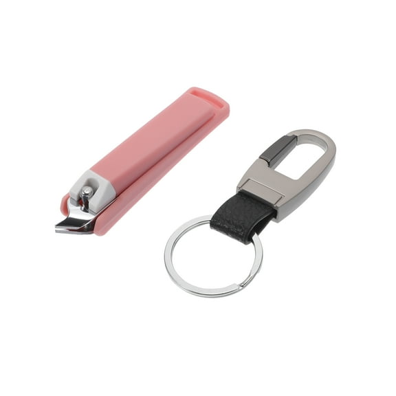 Unique Bargains 1 Set With Key Ring Nail Clipper Kit Toenail Clippers Pink