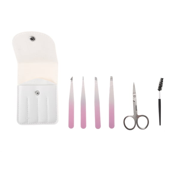 Unique Bargains 1 Set Women Durable Eyebrow Tweezer Kit for Bathroom Travel Hotel Purple