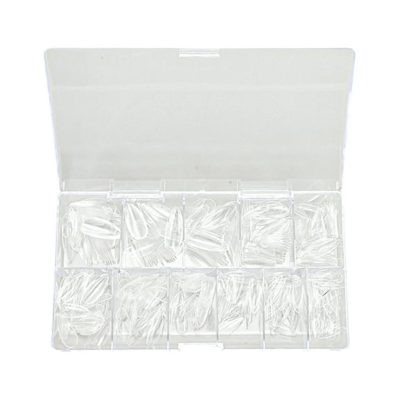 Unique Bargains 1 Set Women's Gloss Full Coverage Almond Fake Nails Kit Clear