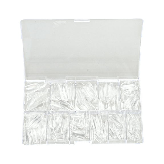 Unique Bargains 1 Set Women's Gloss Oval Shape Fake Nails Kit Clear