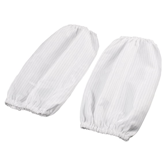 Unique Bargains 10.6" Long White Black Stripe Terylene Oversleeves Sleevelet 2 Pcs