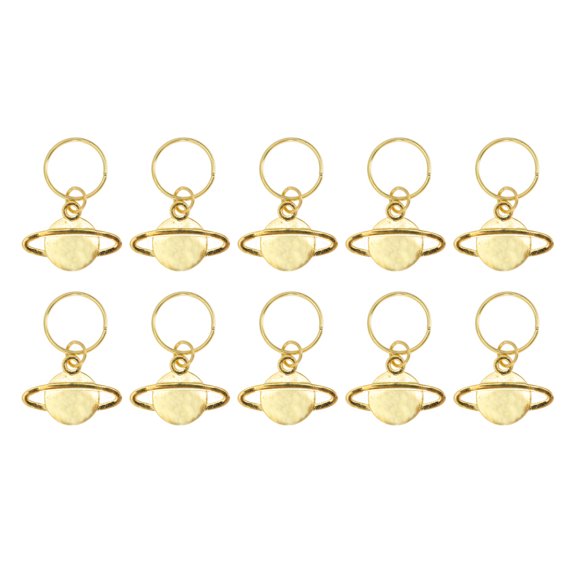 Unique Bargains Christmas 10 Hair Ring Pendants Planet Dreadlock Hair Clips Gold Tone