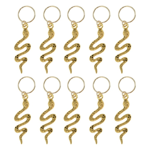 Unique Bargains Christmas 10 Hair Ring Pendants Snake Dreadlock Hair Clips Gold Tone