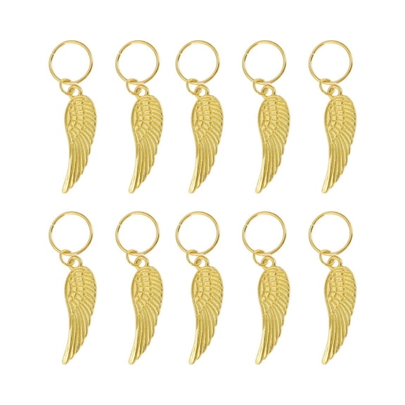 Unique Bargains 10 Hair Ring Pendants Wings Dreadlock Hair Clips Gold Tone