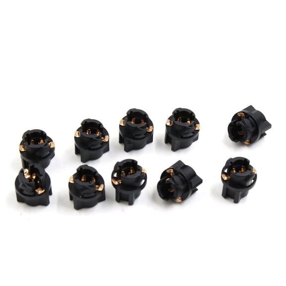 Unique Bargains 10 PCS Black T5 Socket Car Instrument Panel Cluster Light Bulb