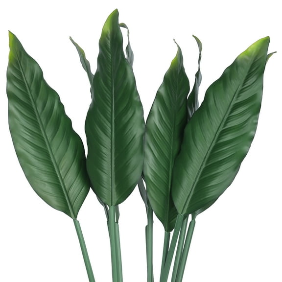 Unique Bargains 10 Pack Artificial Leaves Plants Fake Stem Leaf Branches Green Banana Leaves 34"