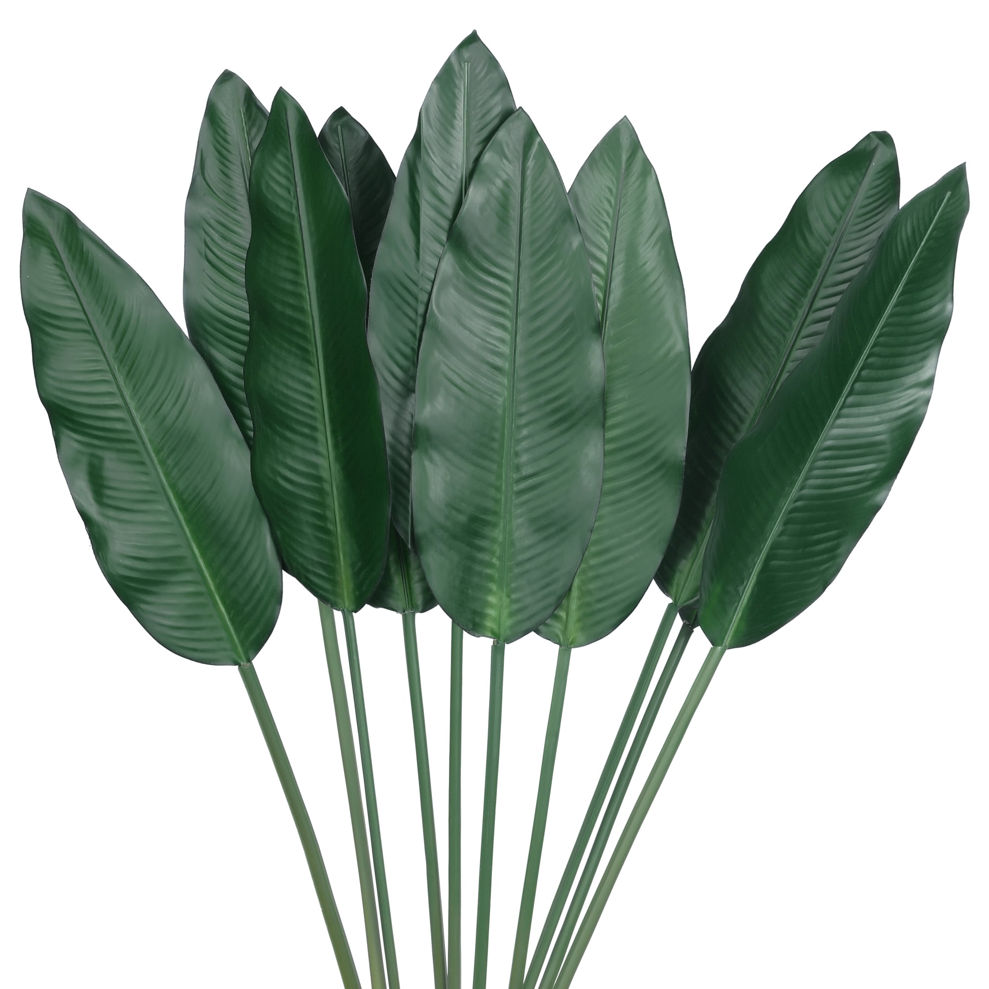 Unique Bargains 10 Pack Artificial Leaves Plants Fake Stem Leaf Branches Green Banana Leaves 42"