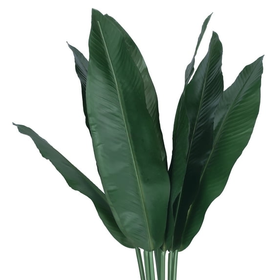 Unique Bargains 10 Pack Artificial Leaves Plants Fake Stem Leaf Branches Green Banana Leaves 46"
