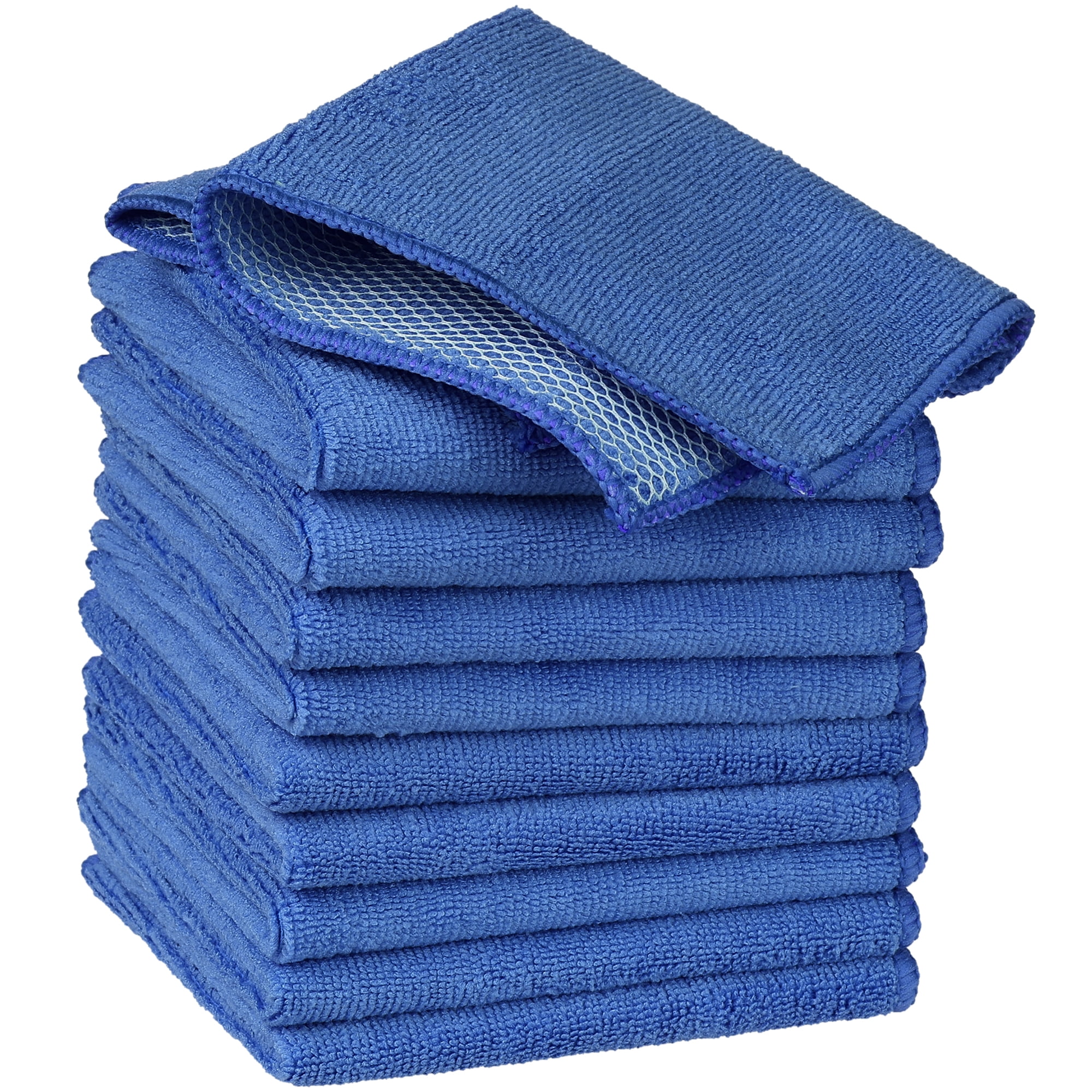 Unique Bargains 10 Pack Kitchen Washcloths Absorbent Microfiber Quick Dry Blue