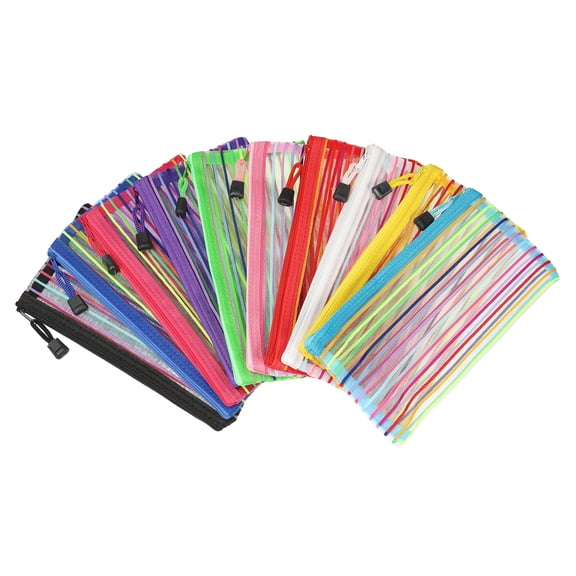 Unique Bargains 10 Pack Mesh Zipper Pouches B6 Document Bags