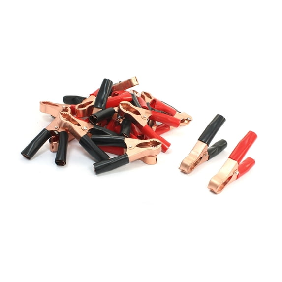 Unique Bargains 10 Pairs 50A Copper Plated Black Red Insulated Boots Car Battery Alligator Clip