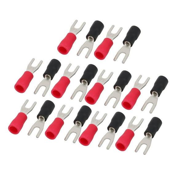 Unique Bargains 10 Pairs AWG 22-16 Crimp Terminals Pre-insulated Wire Connector Spade Black Red