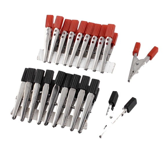 Unique Bargains 10 Pairs Red Balck Plastic Handle Test Probe Alligator Clips 47mm