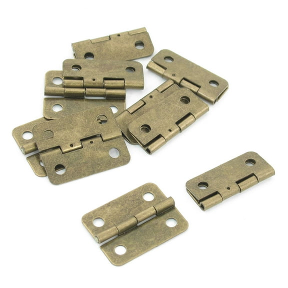 Unique Bargains 10 Pcs 0.94" Length Metal Rectangle Shape Window Cabinet Door Hinge Bronze Tone