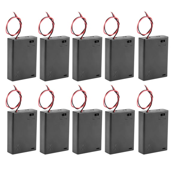 Unique Bargains 10 Pcs 4.5V Battery Case Storage Box 3 x 1.5V AA Batteries ON/OFF Switch w Cover