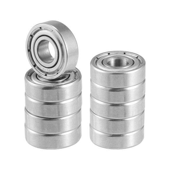 Unique Bargains 10 Pcs 5x13x4mm Double Metal Shield 695ZZ Single Row Deep Groove Ball Bearings Silver Tone