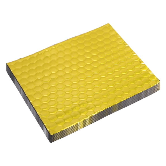 Unique Bargains 10 Pcs 80mil 2mm 69.5sqft Car Sound Mat Butyl Rubber for Hood Engine Cover 9.84"x7.87" Gold Tone Hexagon