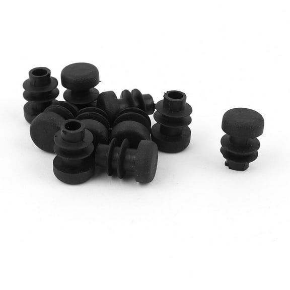 Unique Bargains 10 Pcs Antislip Plastic Round 12mm Chair Foot Cover Table Furniture Leg Protector Balck