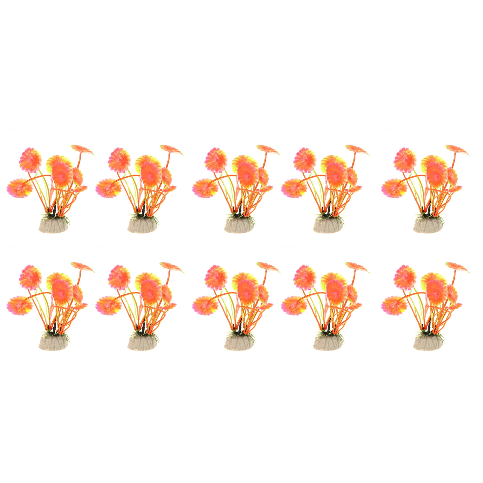 Unique Bargains 10 Pcs Aquarium Plants Decorations Artificial Aquatic Plant Pink