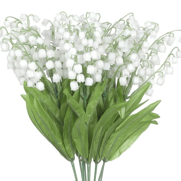 Unique Bargains 10 Pcs Artificial Flowers Fake Bell Orchid Wedding Bouquet Green-5 Heads