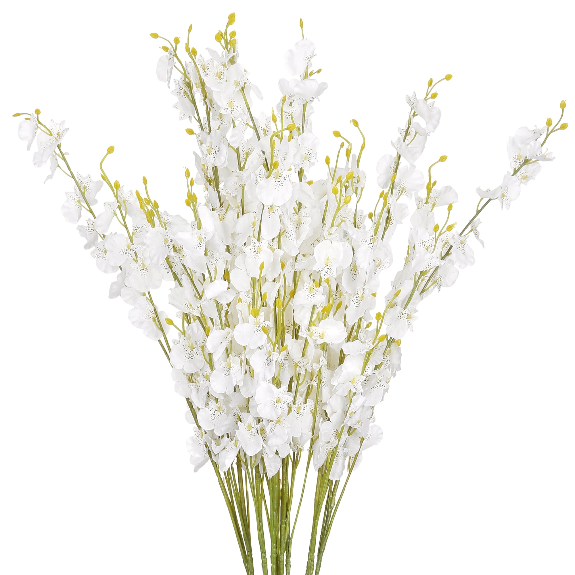 Unique Bargains 10 Pcs Artificial Orchids Flowers Fake Dancing Lady Orchid White
