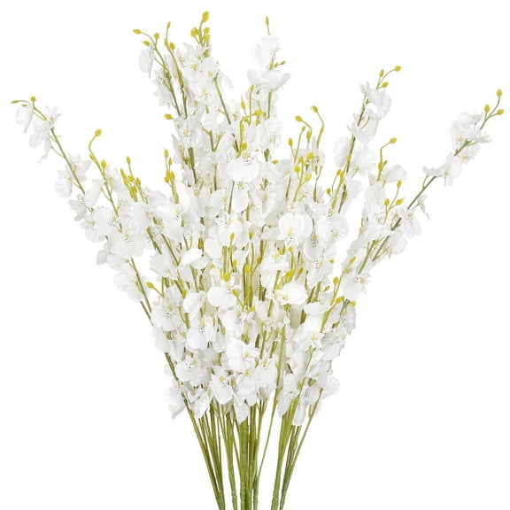 Unique Bargains 10 Pcs Artificial Orchids Flowers Fake Dancing Lady Orchid White