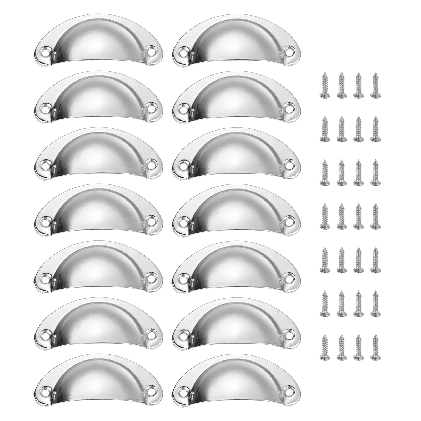 Unique Bargains 10 Pcs Bin Cup Drawer Pulls for Cabinet Dresser Bright Silver