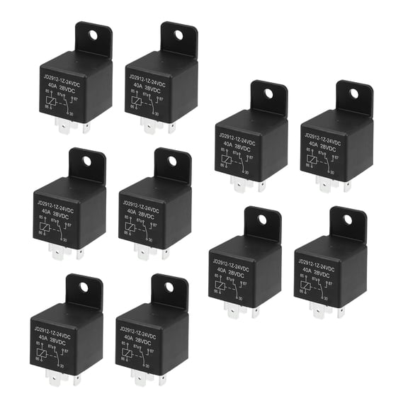 Unique Bargains 10 Pcs Car Relay 5 Pin 24V 40Amp Model JD2912 40A 28VDC Automotive Relay Switches