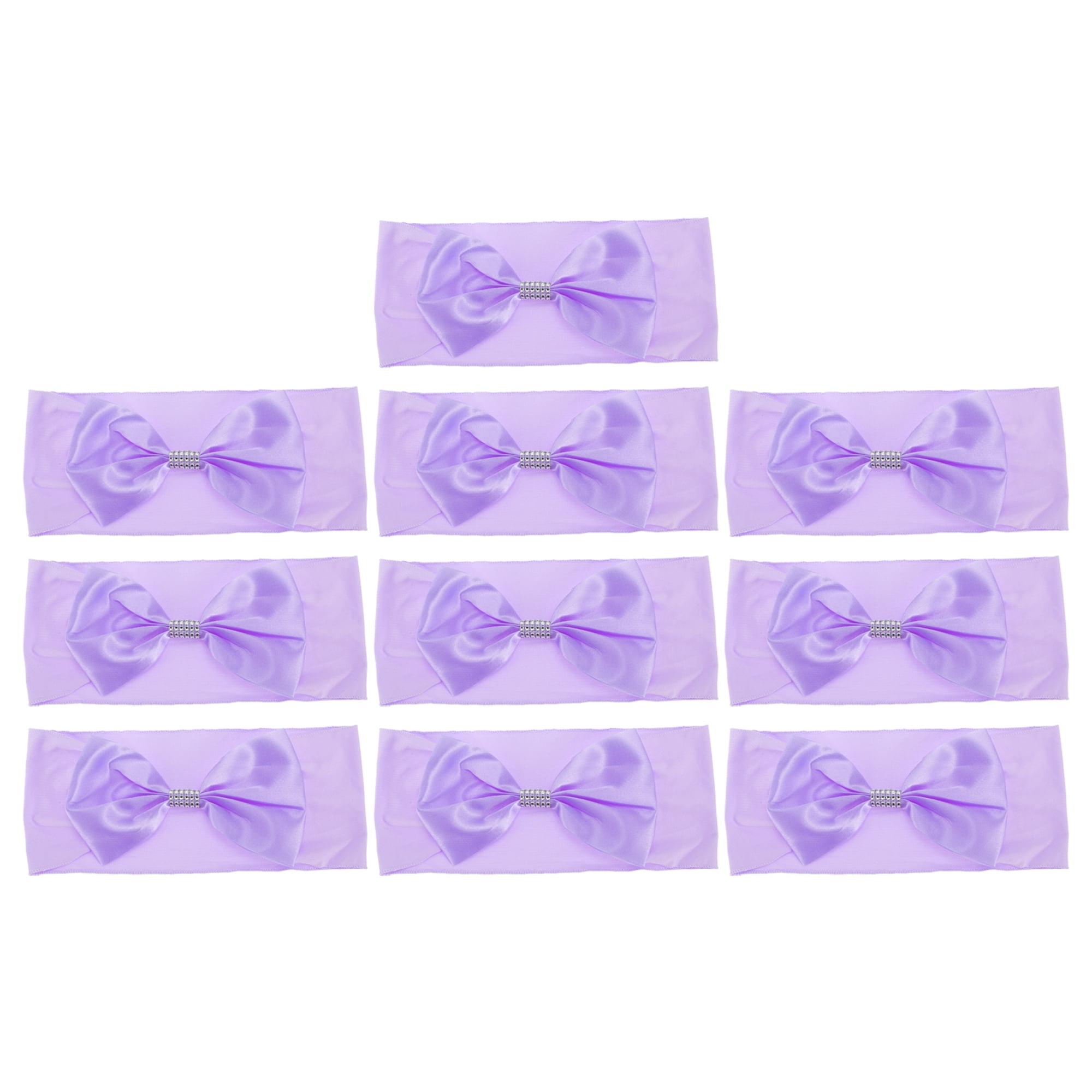 Unique Bargains 10 Pcs Chair Sashes Bow Stretch Chair Cover Band Light Purple
