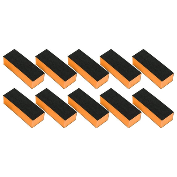 Unique Bargains 10 Pcs Comfortable Three Sides Black Sand Nail Buffers for DIY Orange