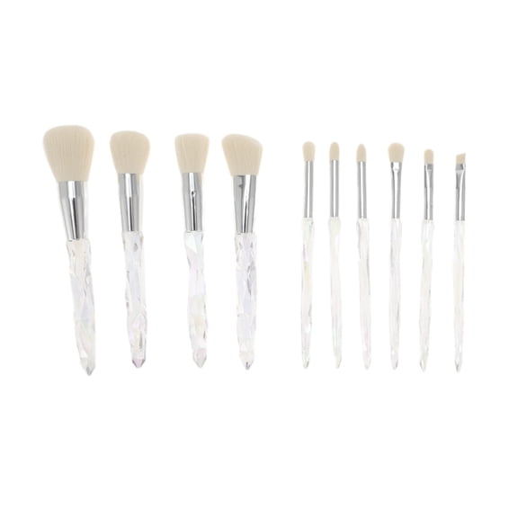 Unique Bargains 10 Pcs Convenient Makeup Brush Set for Business Travel White Artificial Fiber Wool Plastic